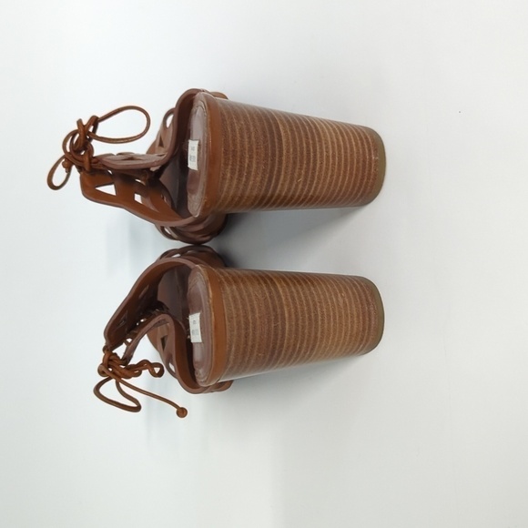 Cole Haan Lace Up Leather Block Heel Sandals Brown 11B summer bohemian preppy - Picture 5 of 9